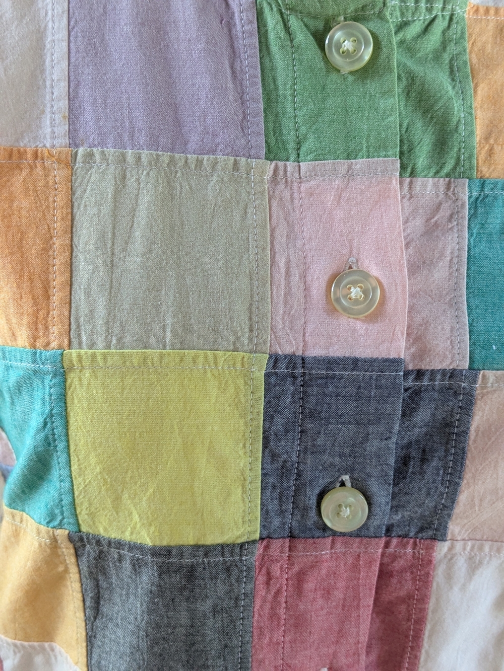 Orvis Multicolor Patchwork Cotton Madras Made In India Pastel & Jewel Squares 12 - Picture 4 of 6